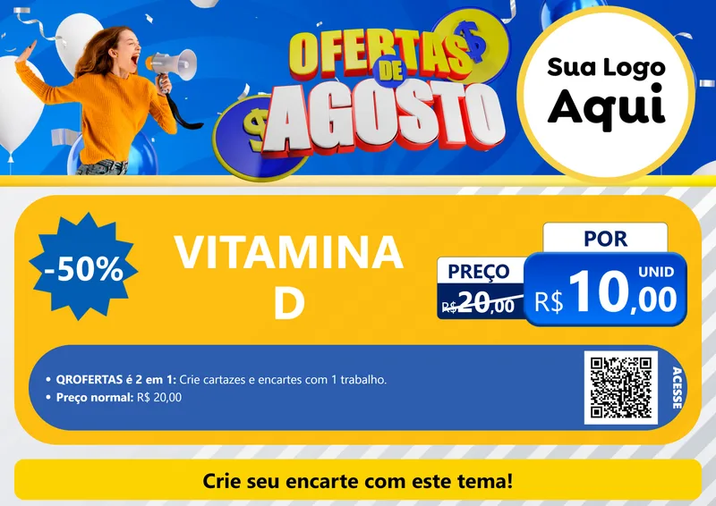 Modelo de Cartaz para Cartaz A4 Horizontal com o tema Ofertas de Agosto para Farmácia