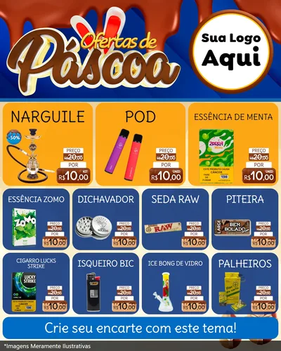 Modelo de Rede Social para Feed Instagram com o tema Ofertas de Páscoa para Tabacaria