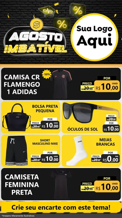 Modelo de TV para TV Vertical com o tema Agosto Imbatível para Roupas e acessórios