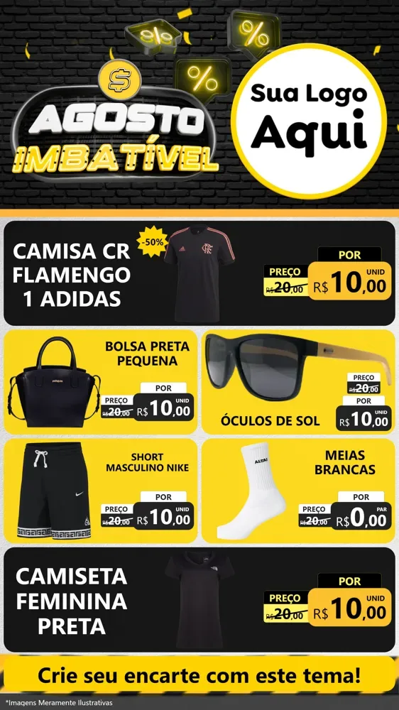 Modelo de TV para TV Vertical com o tema Agosto Imbatível para Roupas e acessórios