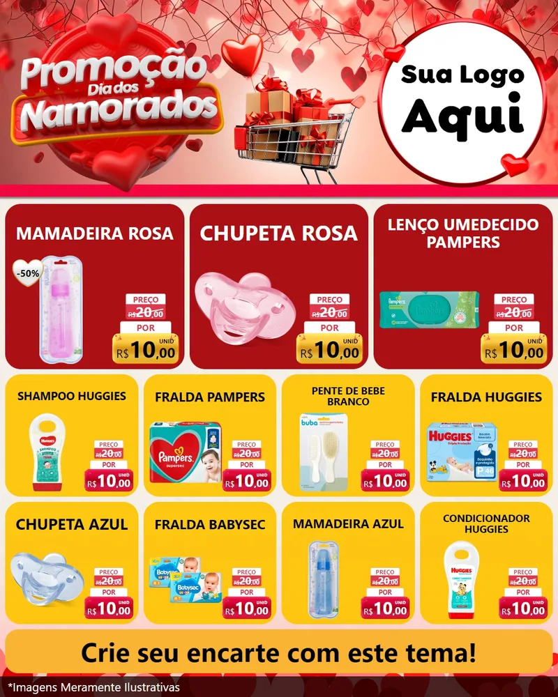 Modelo de Rede Social para Feed Instagram com o tema Promoção Dia dos Namorados para Bebês