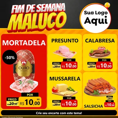 Modelo de Rede Social para Feed Facebook com o tema Final de Semana Maluco para Frios e Laticínios