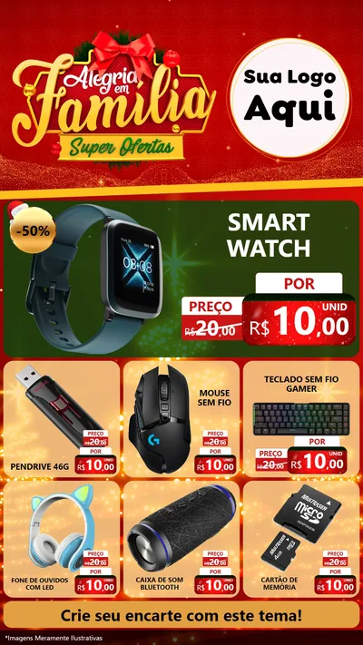 Modelo de Rede Social para Stories com o tema Alegria em Família Super Ofertas - Natal para Informática