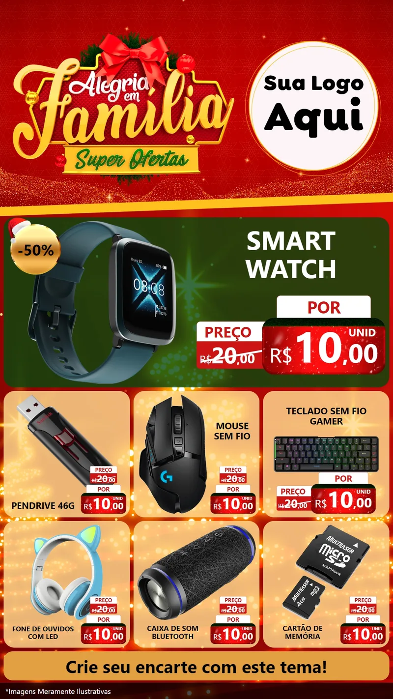 Modelo de Rede Social para Stories com o tema Alegria em Família Super Ofertas - Natal para Informática