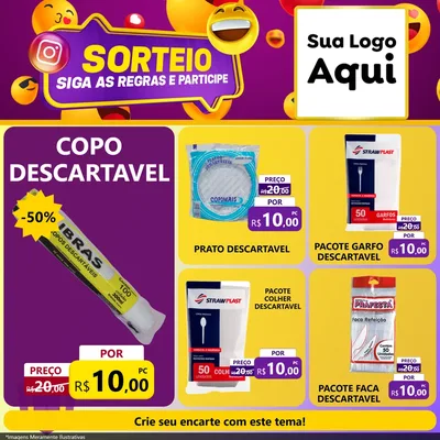 Modelo de Rede Social para Feed Facebook com o tema Sorteio para Embalagens