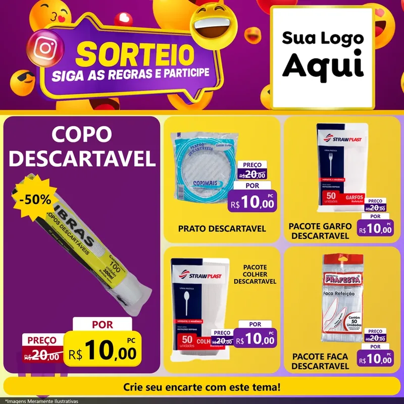 Modelo de Rede Social para Feed Facebook com o tema Sorteio para Embalagens