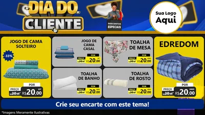 Modelo de TV para TV Horizontal com o tema Dia Do Cliente para Cama, Mesa e Banho
