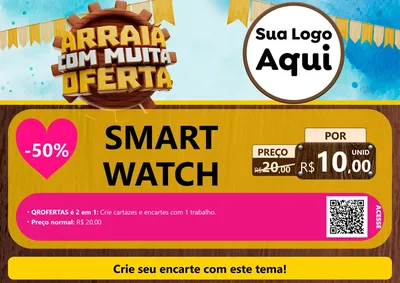 Modelo de Cartaz para Cartaz A4 Horizontal com o tema Ofertas de São João - Junina para Informática