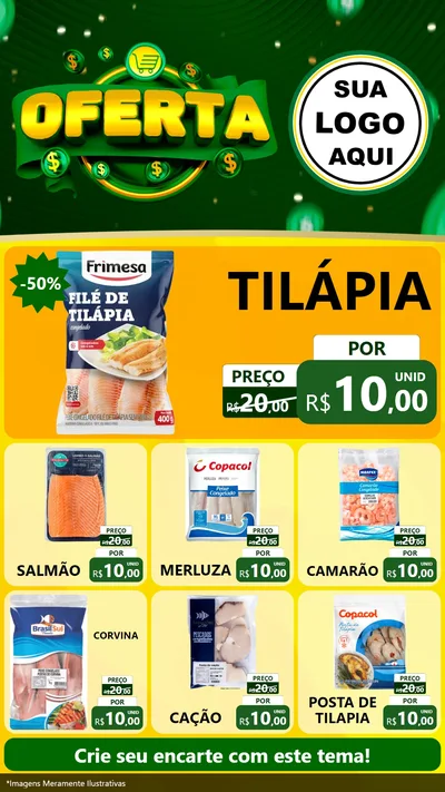 Modelo de Rede Social para Stories com o tema Oferta para Peixaria