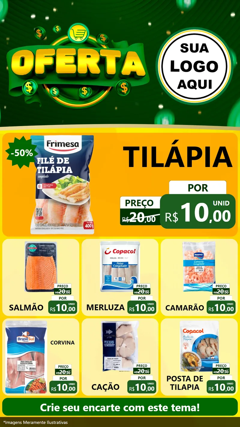 Modelo de Rede Social para Stories com o tema Oferta para Peixaria