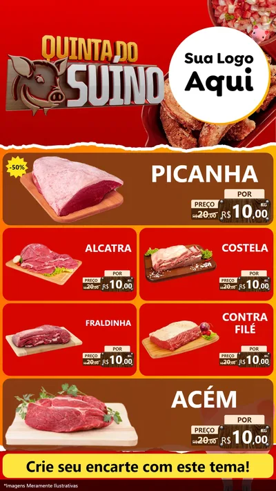 Modelo de TV para TV Vertical com o tema Quinta do Suíno para Açougue