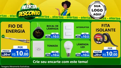 Modelo de TV para TV Horizontal com o tema Alerta de Desconto para Materiais Elétricos
