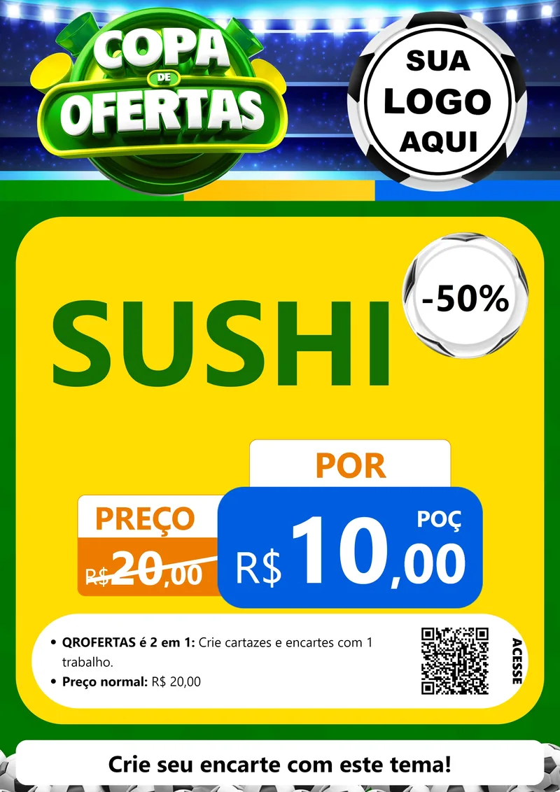 Modelo de Cartaz para Cartaz A4 Vertical com o tema Copa de Ofertas para Comida japonesa