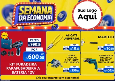 Modelo de Encarte para Encarte A4 Horizontal com o tema Semana da Economia para Maquinas e Ferramentas