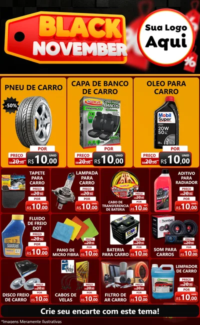 Modelo de Encarte para Encarte Grande com o tema Black November para Auto peças