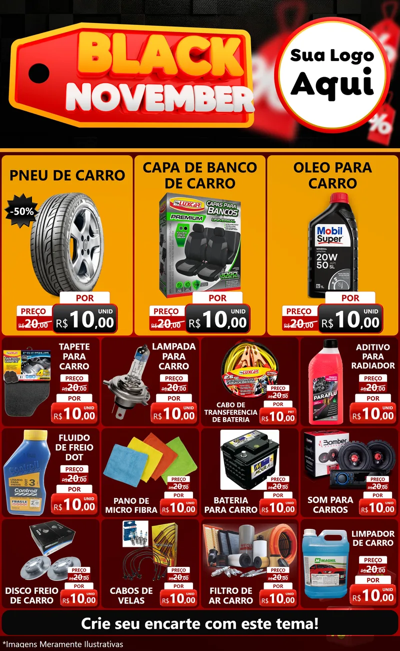 Modelo de Encarte para Encarte Grande com o tema Black November para Auto peças