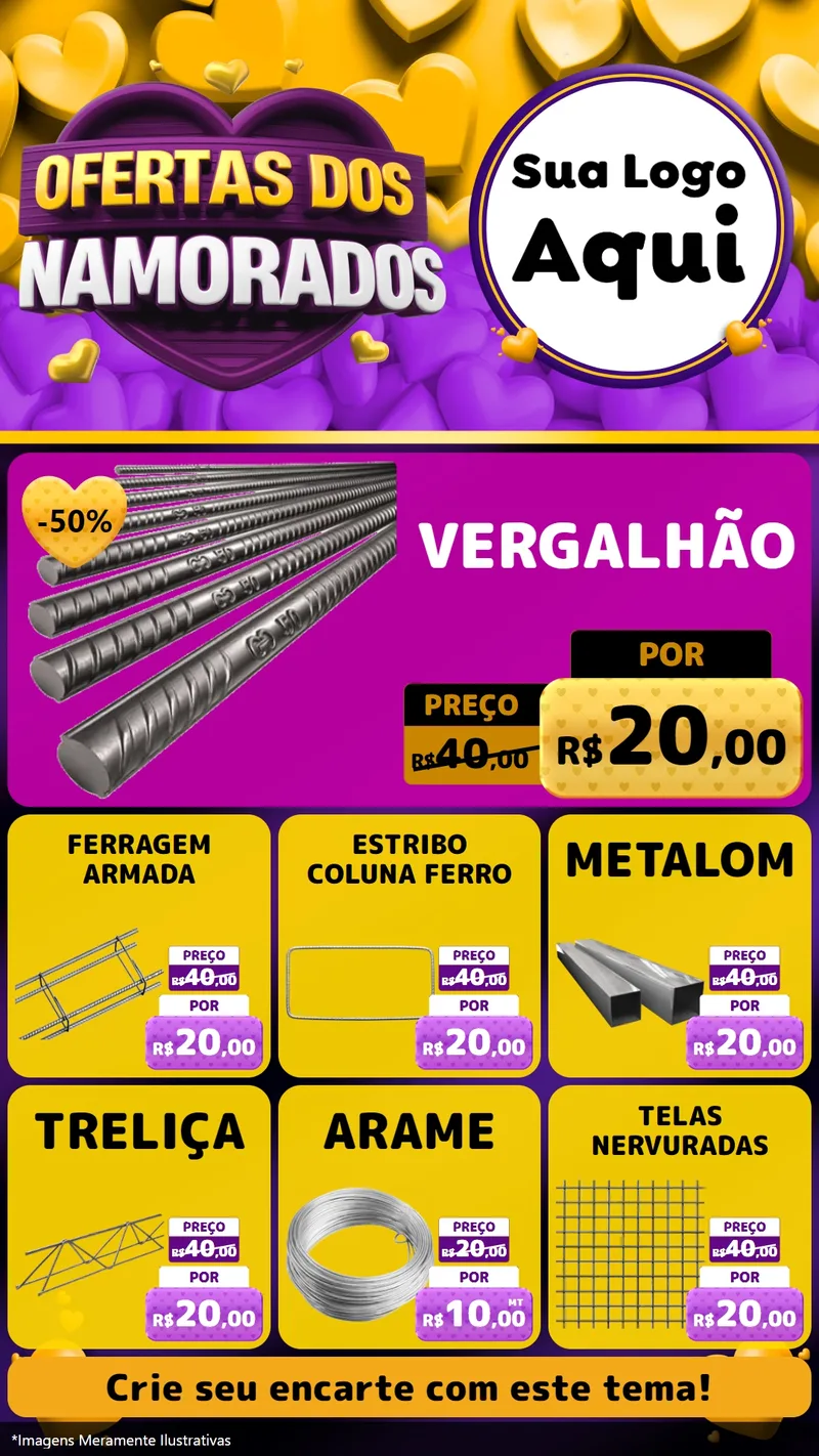 Modelo de Rede Social para Stories com o tema Oferta Dos Namorados para Ferragens