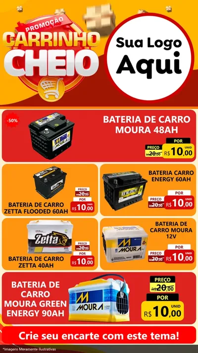 Modelo de TV para TV Vertical com o tema Promoção carrinho cheio para Baterias Elétricas