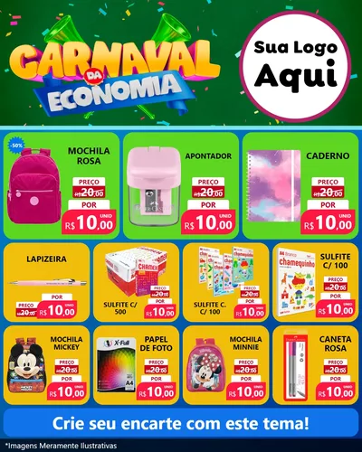 Modelo de Rede Social para Feed Instagram com o tema Carnaval da Economia para Papelaria