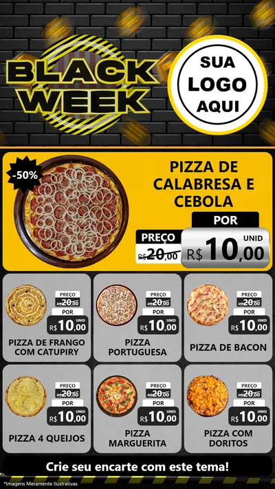 Modelo de Rede Social para Stories com o tema Black Week para Pizzaria