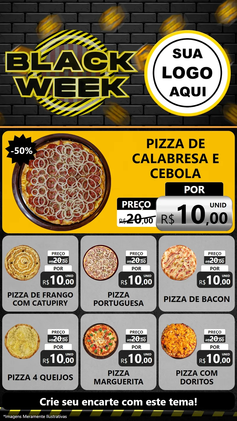 Modelo de Rede Social para Stories com o tema Black Week para Pizzaria