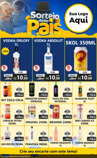 Modelo de Encarte para Encarte Grande com o tema Sorteio Dia Dos Pais para Distribuidora de bebidas
