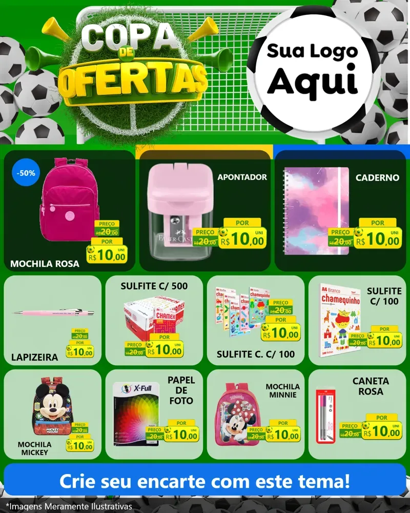 Modelo de Rede Social para Feed Instagram com o tema Copa De Ofertas para Papelaria