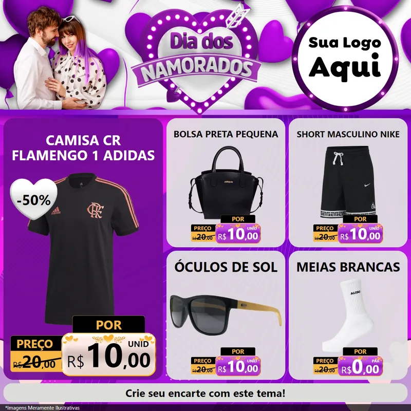 Modelo de Rede Social para Feed Facebook com o tema Dia dos Namorados para Roupas e acessórios