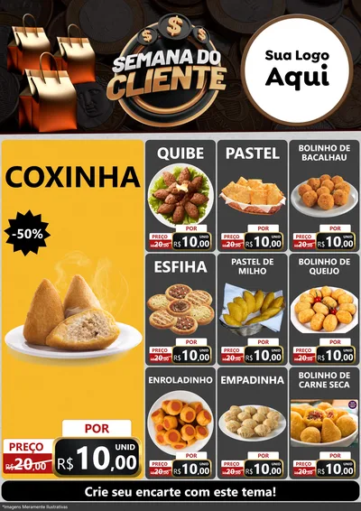 Modelo de Encarte para Encarte A4 Vertical com o tema Semana do Cliente para Salgadaria