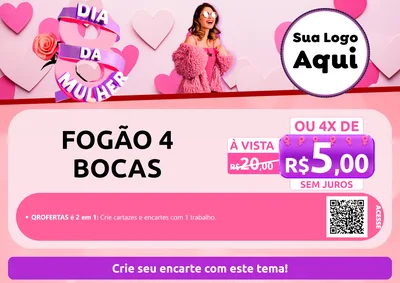 Modelo de Cartaz para Cartaz A4 Horizontal com o tema Dia da Mulher para Móveis e Eletro