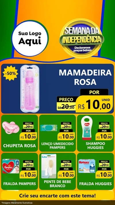 Modelo de Rede Social para Stories com o tema Semana da Independência Declaramos Preços Baixos para Bebês