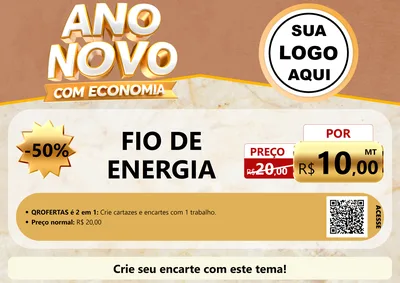 Modelo de Cartaz para Cartaz A4 Horizontal com o tema Ano Novo Com Economia para Materiais Elétricos