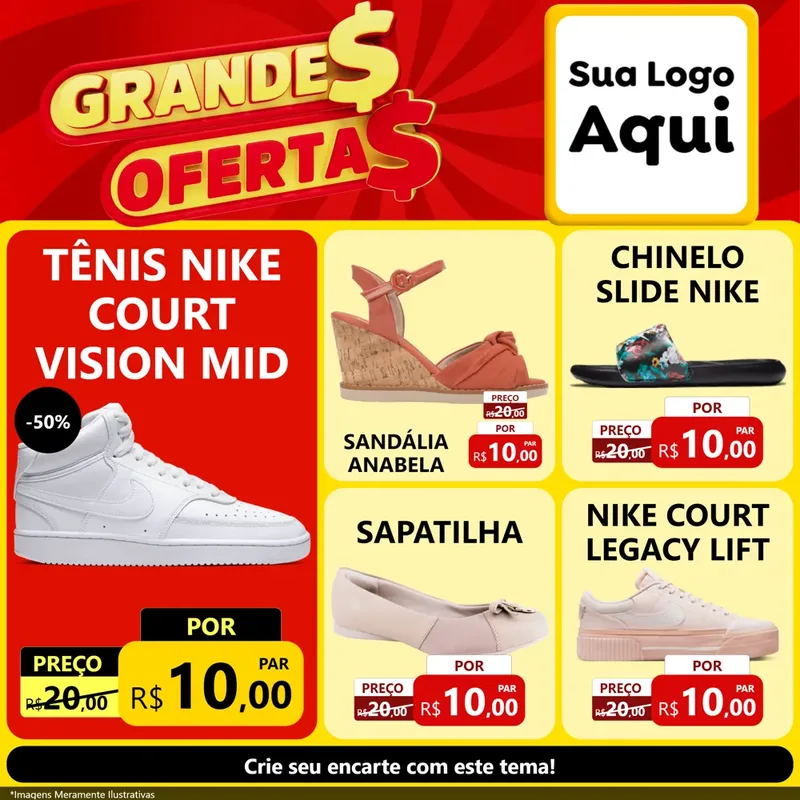 Modelo de Rede Social para Feed Facebook com o tema Grandes Ofertas para Calçados