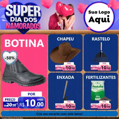 Modelo de Rede Social para Feed Facebook com o tema Super Dia dos Namorados para Agropecuária