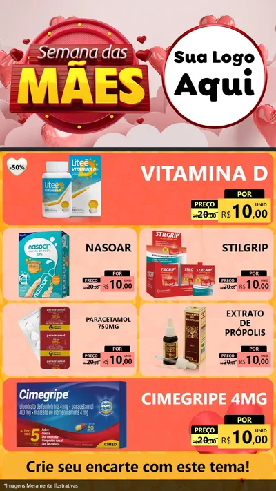 Modelo de TV para TV Vertical com o tema Semana das Mães para Farmácia