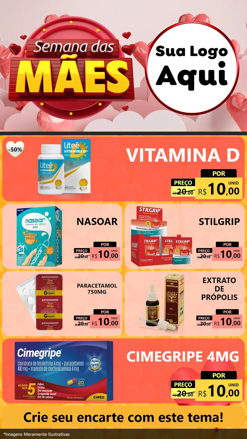 Modelo de TV para TV Vertical com o tema Semana das Mães para Farmácia