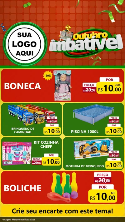 Modelo de TV para TV Vertical com o tema Outubro Imbatível para Brinquedos