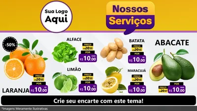 Modelo de TV para TV Horizontal com o tema Nossos Serviços para Hortifrúti