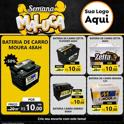 Modelo de Rede Social para Feed Facebook com o tema Semana Maluca para Baterias Elétricas