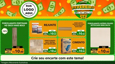 Modelo de TV para TV Horizontal com o tema Comece Fevereiro Economizando para Pisos e revestimentos