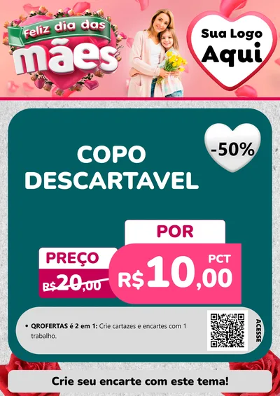 Modelo de Cartaz para Cartaz A4 Vertical com o tema Feliz Dia das Mães para Embalagens