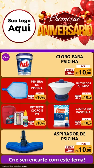 Modelo de TV para TV Vertical com o tema Promoção de Aniversário para Produtos para Piscina