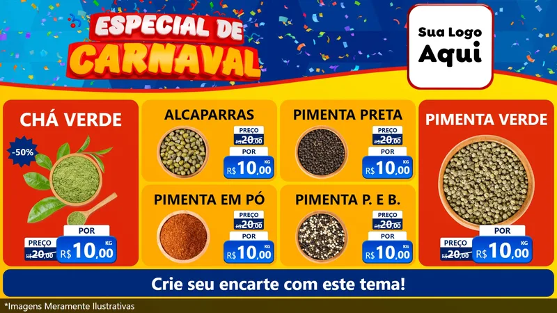 Modelo de TV para TV Horizontal com o tema Especial de Carnaval para Produtos Naturais