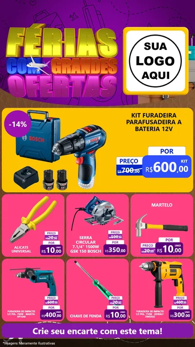 Modelo de Rede Social para Stories com o tema Férias com Grandes Ofertas para Maquinas e Ferramentas