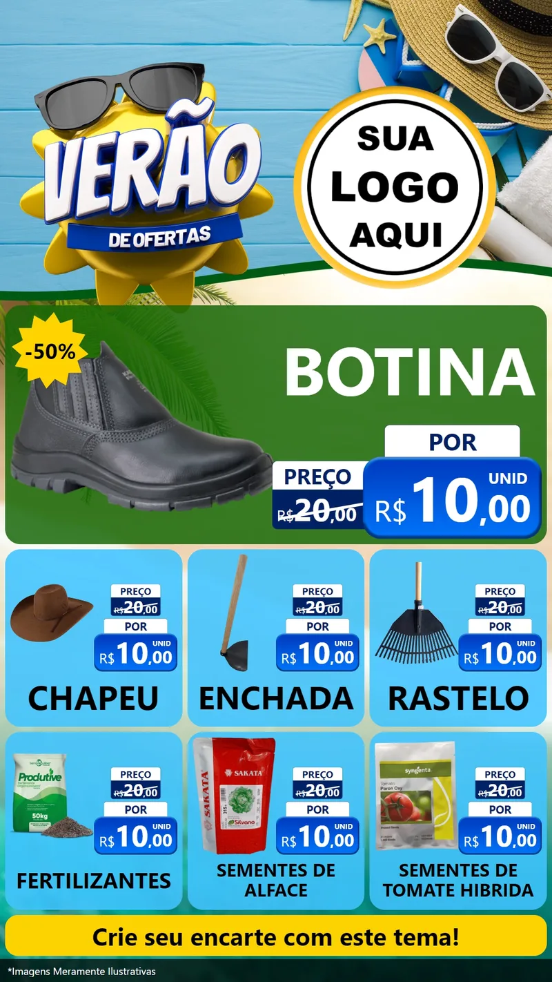 Modelo de Rede Social para Stories com o tema Verão de Ofertas para Agropecuária
