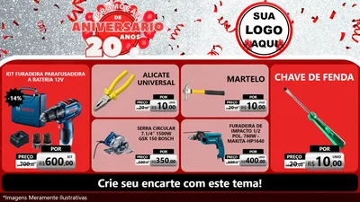 Modelo de TV para TV Horizontal com o tema Promoção de Aniversário - 20 Anos para Maquinas e Ferramentas