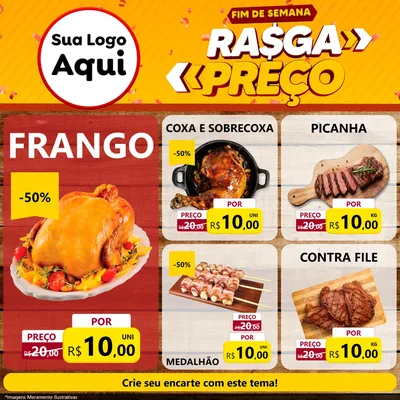 Modelo de Rede Social para Feed Facebook com o tema Fim de Semana Rasga Preços para Assados