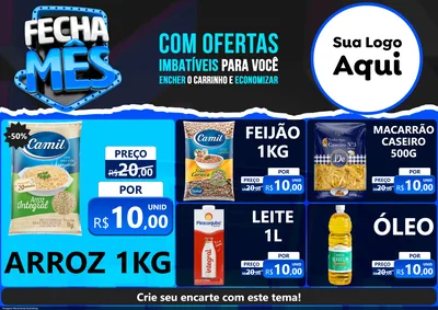 Modelo de Encarte para Encarte A4 Horizontal com o tema Fecha Mês para Supermercado