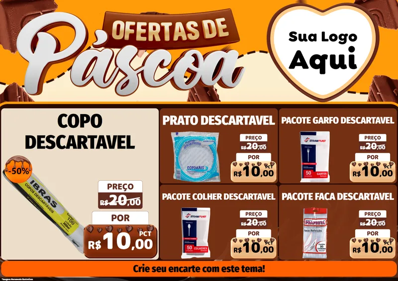 Modelo de Encarte para Encarte A4 Horizontal com o tema Ofertas de Páscoa para Embalagens