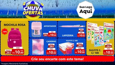 Modelo de TV para TV Horizontal com o tema Chuva de Ofertas para Papelaria